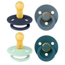 Colour Soother 4-Pack, BPA Free Dummy Pacifier, Round Nipple. Natural Rubber Latex, Made in Denmark. 6-18 Months (Pack of 4), Baby Boy Colours