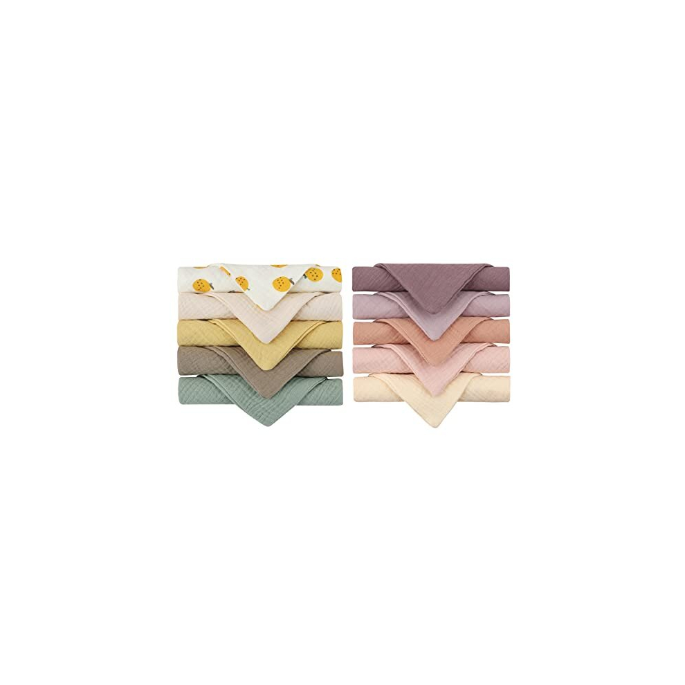 Reoyloep Washcloths For Baby, 10 Pack Muslin Squares 23X23cm/9.06"X9.06" Baby Burp Cloth Cotton Facial Towels Super Soft