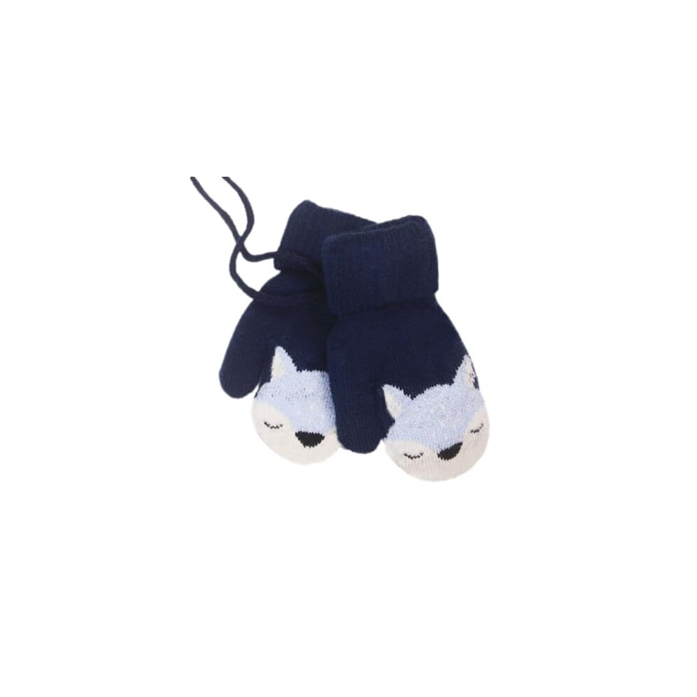 Cute Baby Winter Knitted Warm Mittens On String 0-3 Years Infant Toddler Fox Thick Fleece Gloves Kids Thermal Ski Snow Gloves Cold Weather Hand Warmer Ieasey