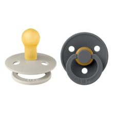 Colour Soother 2-Pack, BPA Free Dummy Pacifier, Round Nipple. Natural Rubber Latex, Made in Denmark. 0-6 Months (Pack of 2), Sand/Iron