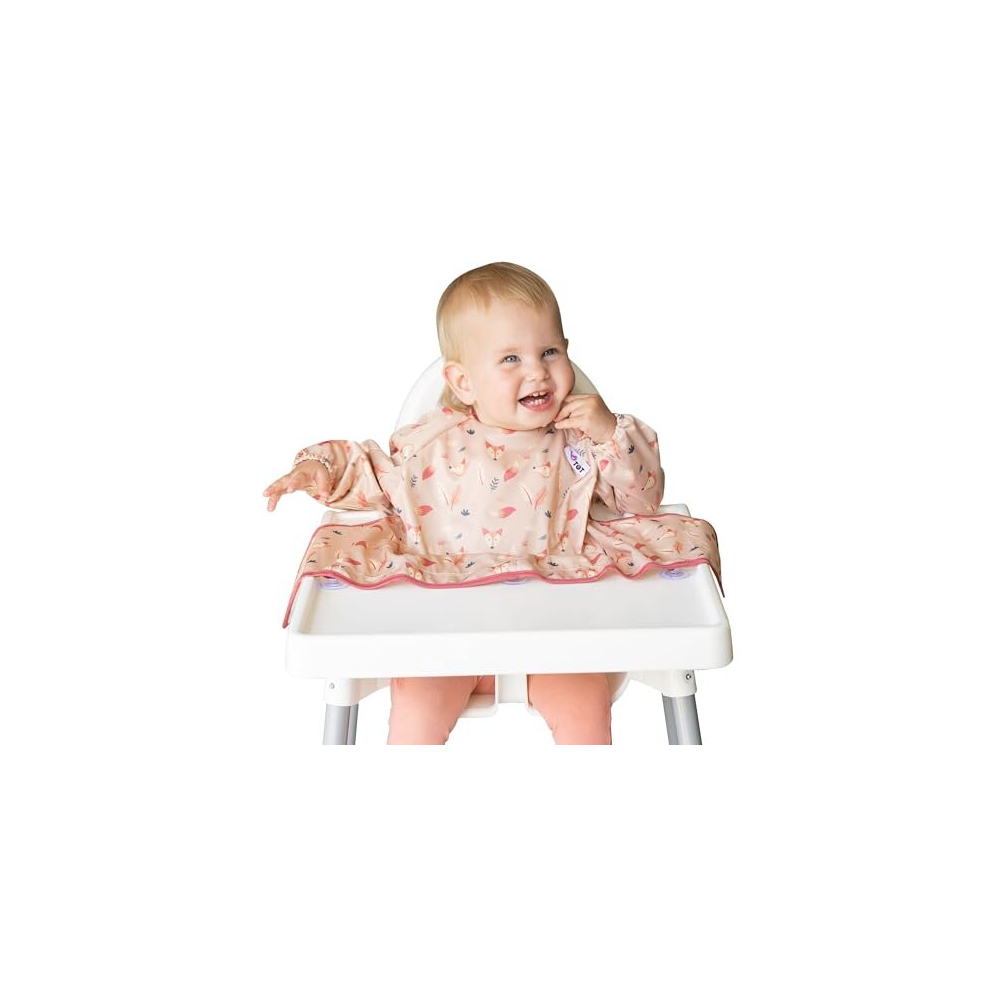 Weaning Bib Long Sleeves Waterproof Coverall Bib Cover & Catch, Fox Tidy Tot
