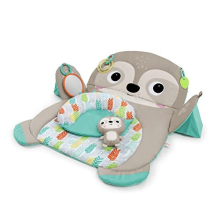 Bright Starts, Tummy Time Prop & Play Oversized Baby Activity Gym, Sloth, Large Playmat with 4 Removable Toys and Support Cushion, Machine Washable,