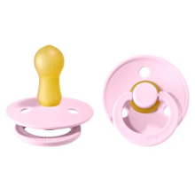 Colour Soother 2-Pack, BPA Free Dummy Pacifier, Round Nipple. Natural Rubber Latex, Size 2 (6-18 Months), Baby Pink/Baby Pink