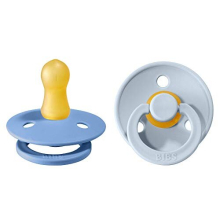 Colour Soother 2-Pack, BPA Free Dummy Pacifier, Round Nipple. Natural Rubber Latex, Size 1 (0-6 Months), Sky Blue/Baby Blue