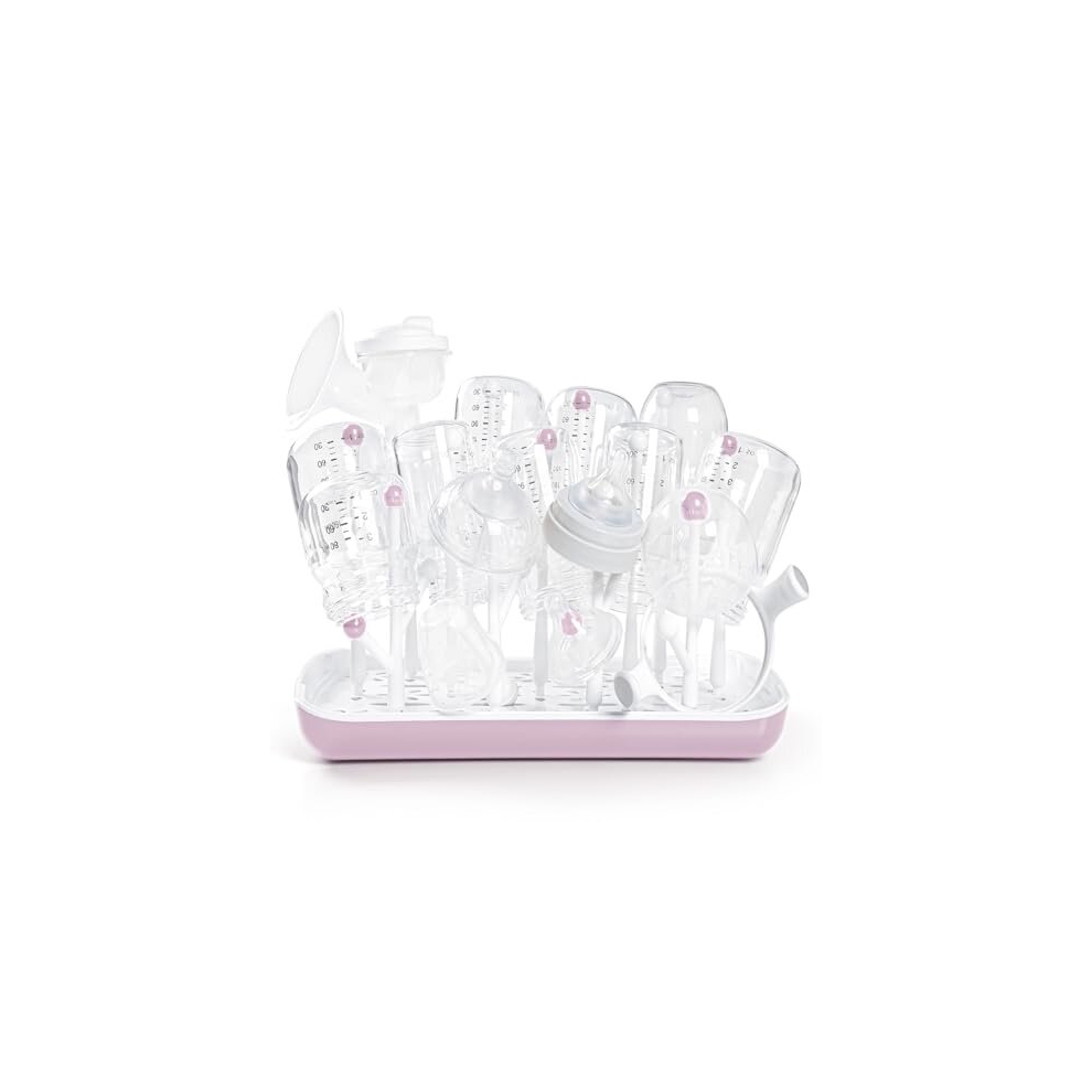 Baby Bottle Drying Rack, Baby Bottle Rack With Large Capacity For Bottles, Dry Rack With Removable Water Tray (Pink) Pink Termichy