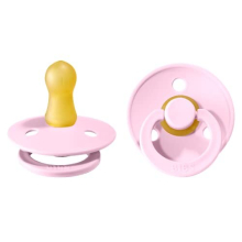 Colour Soother 2-Pack, BPA Free Dummy Pacifier, Round Nipple. Natural Rubber Latex, Size 1 (0-6 Months), Baby Pink/Baby Pink