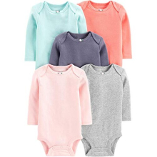 Enkle glæder ved Carter's Baby Girls '5-Pack Longærme bodysuit Gray/Mint Green/Navy/Peach/Pink 0-3 måneder