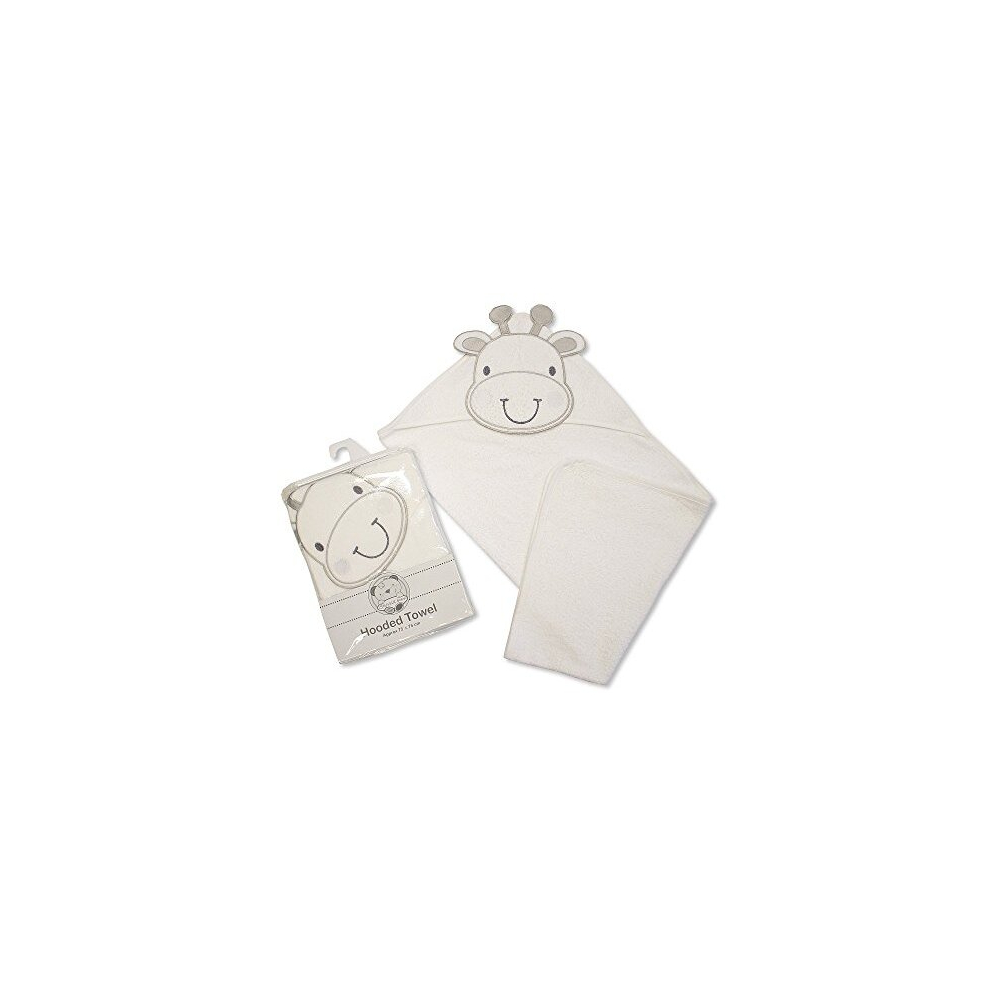 Baby Hooded Towel Soft Terry Cotton With Animal Design Hood ( Giraffe) White Snuggle Baby