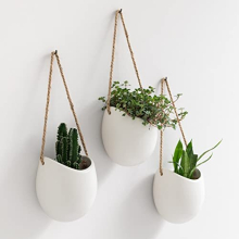 Kazai. Fioriere da parete -Ellie- | Vasi da appendere in ceramica, 3 pezzi | Decorazione da parete per interni, balconi e giardini | Bianco (opac