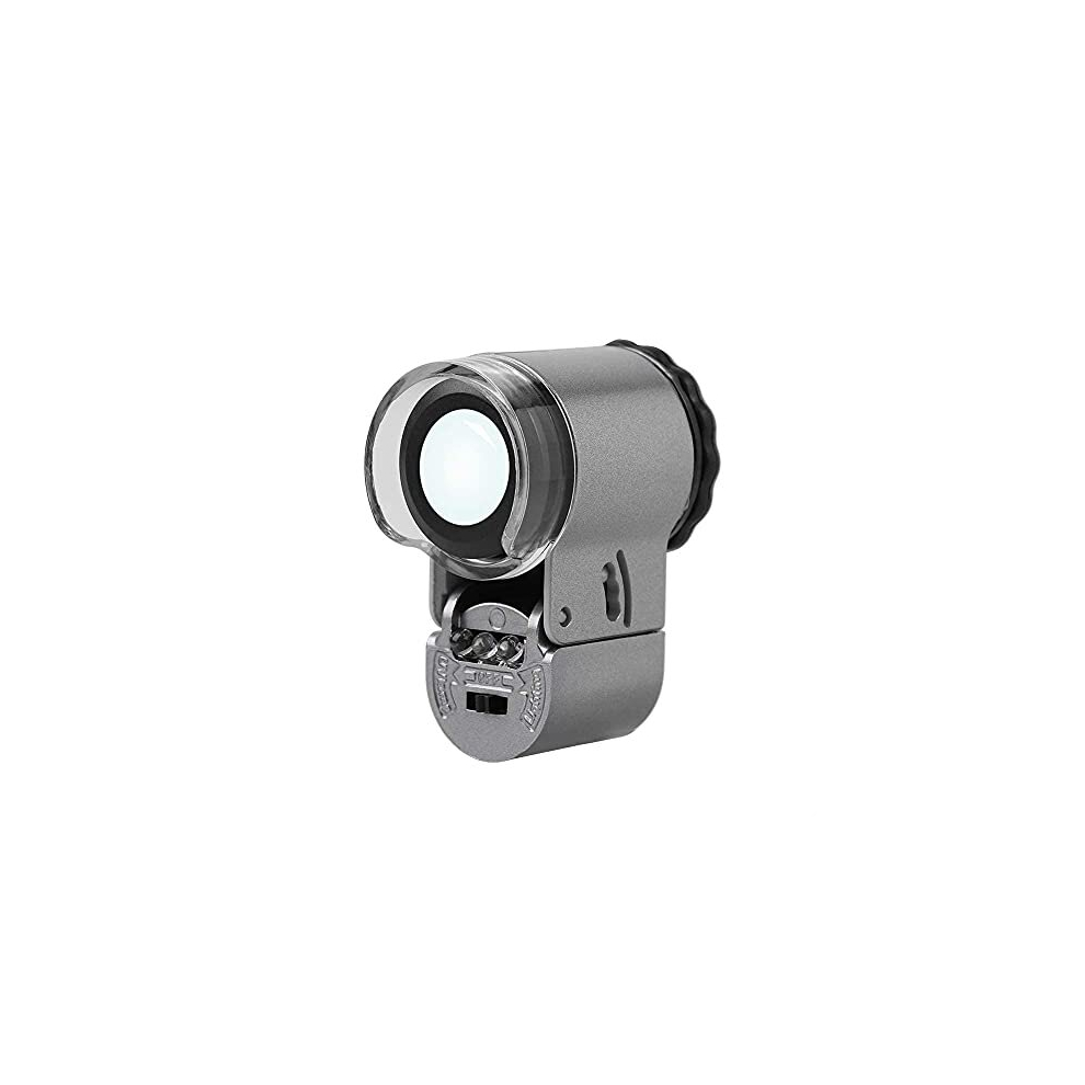 Xinchia 50X Jewellery Magnifier Microscope Loupe Mini Abs Magnifying Glasses With Led Illuminated And Uv Detecting Lights Folding Pocket Magnifying Tool With