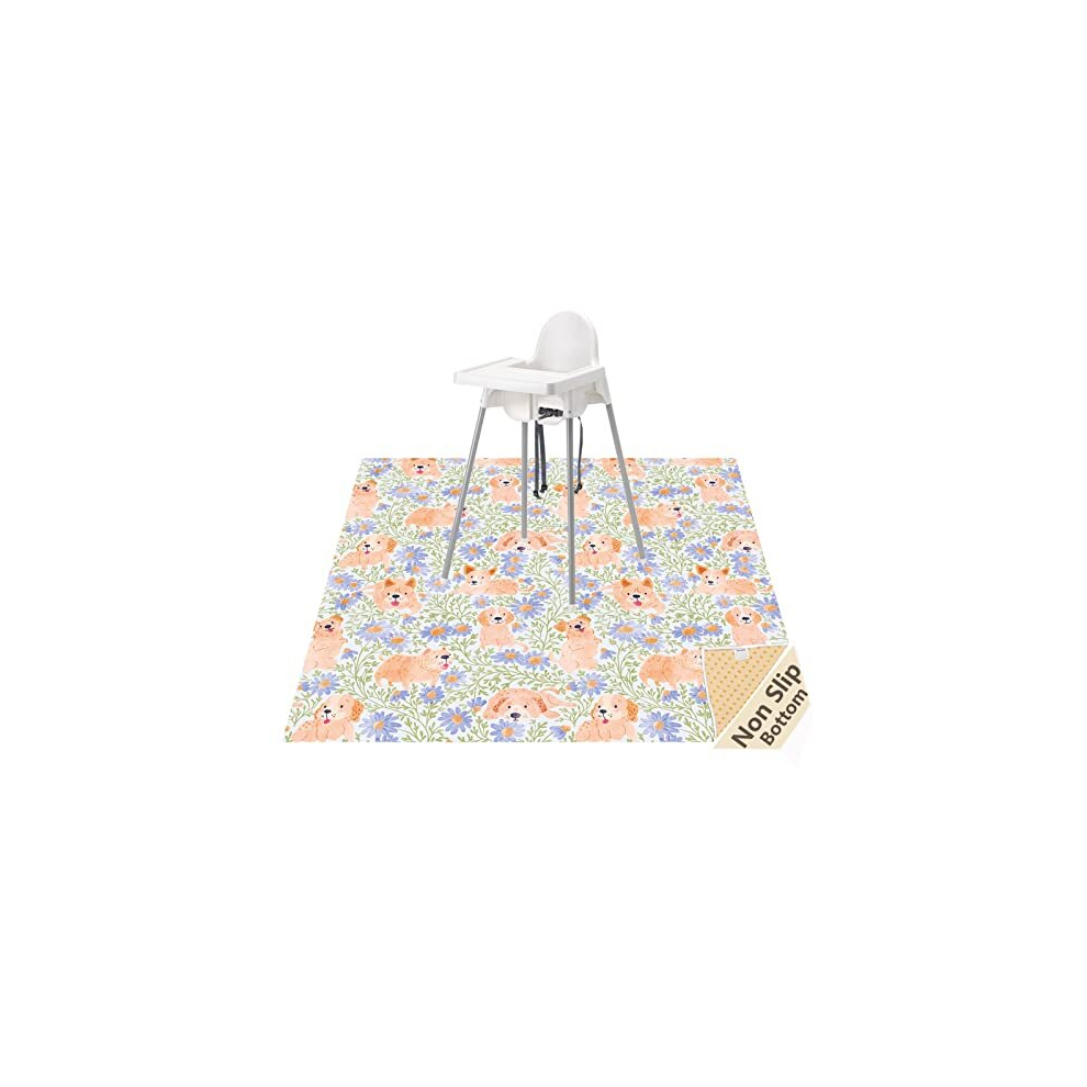 Splat Mat For Under High Chair/Arts/Crafts, Waterproof And Anti-Slip Splash Mat Floor Protector, Washable Highchair Floor Mat, 51 Inch Reusable Messy Womumon