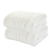 2Pcs Baby Muslin Bath Towels, Super Soft Cotton Bath Towel 6 Layers Infant Newborn Swaddle Blanket 41.3 X41.3 Inches,Baby Registry as Shower (White)