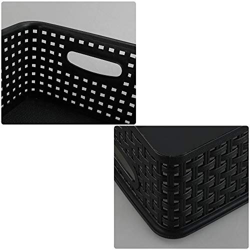 6-Pack Plastic Storage Baskets, Weave Basket, Black 2
