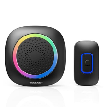 Wireless Doorbell, Battery Powered Doorbell with RGB Light, IP66 Waterproof Portable Cordless Door Chime Kit, 400M Wireless Range, 60 Chimes & 5 Level