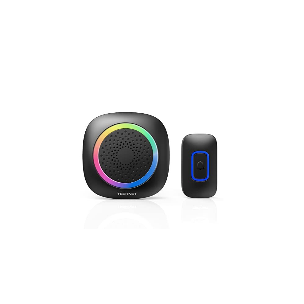 Wireless Doorbell, Battery Powered Doorbell with RGB Light, IP66 Waterproof Portable Cordless Door Chime Kit, 400M Wireless Range, 60 Chimes & 5 Level