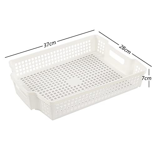 Plastic Office Paper Storage Baskets, Stacking Storage Baskets Trays, 6 Packs White 1
