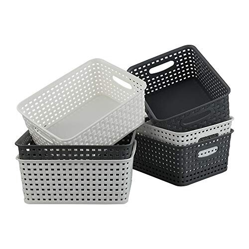 6-Pack Plastic Storage Baskets, Weave Basket Organizer
