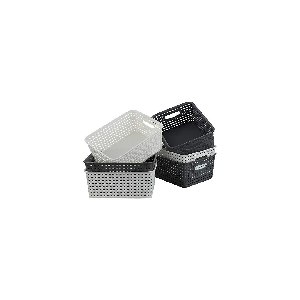 6-Pack Plastic Storage Baskets, Weave Basket Organizer