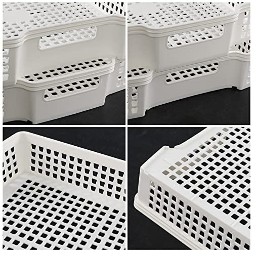 Plastic Office Paper Storage Baskets, Stacking Storage Baskets Trays, 6 Packs White 2