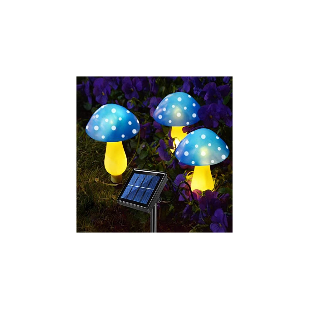 Blue Mushroom Solar Garden Lights, Outdoor Waterproof Solar Powered Decorative Ornaments for Patio Lawn Gazebo Bush Christmas Halloween Easter