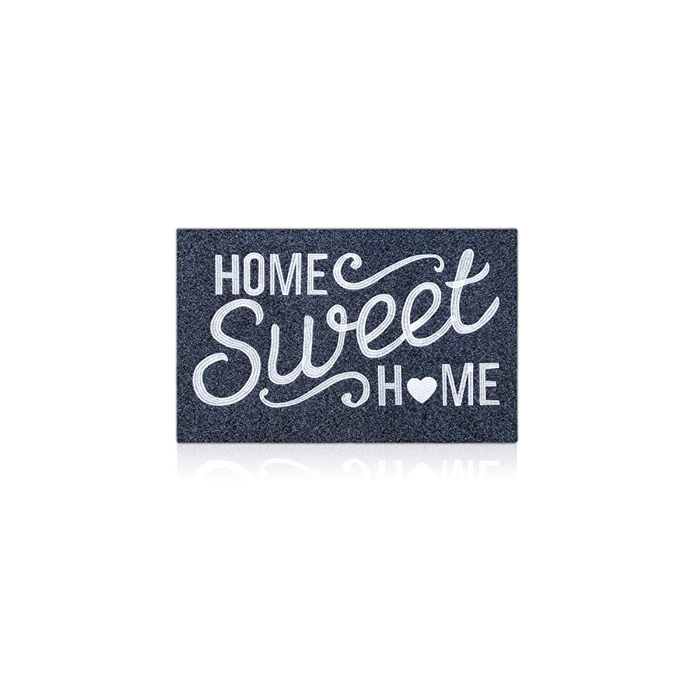 Home Sweet Home Door Mat with Non Slip Rubber Backing Outdoor Indoor Welcome Mat Ultra Absorb Mud Easy Clean Front Door Entrance Doormat Grey