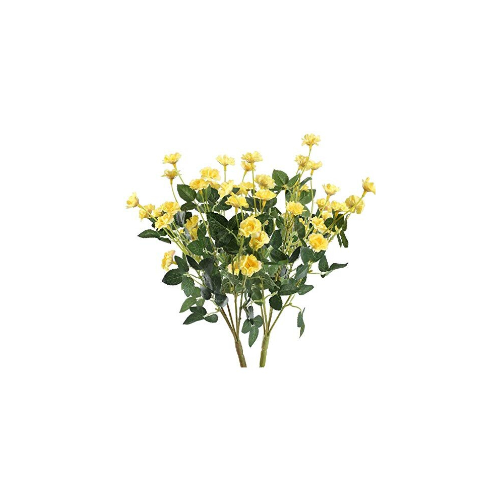 2PCS Silk Rose Bush in Yellow Artificial Flower Fake Rose Bouquets Vase Decoration Flowers for Home, Party Venue, Table Centerpieces, Backdrops