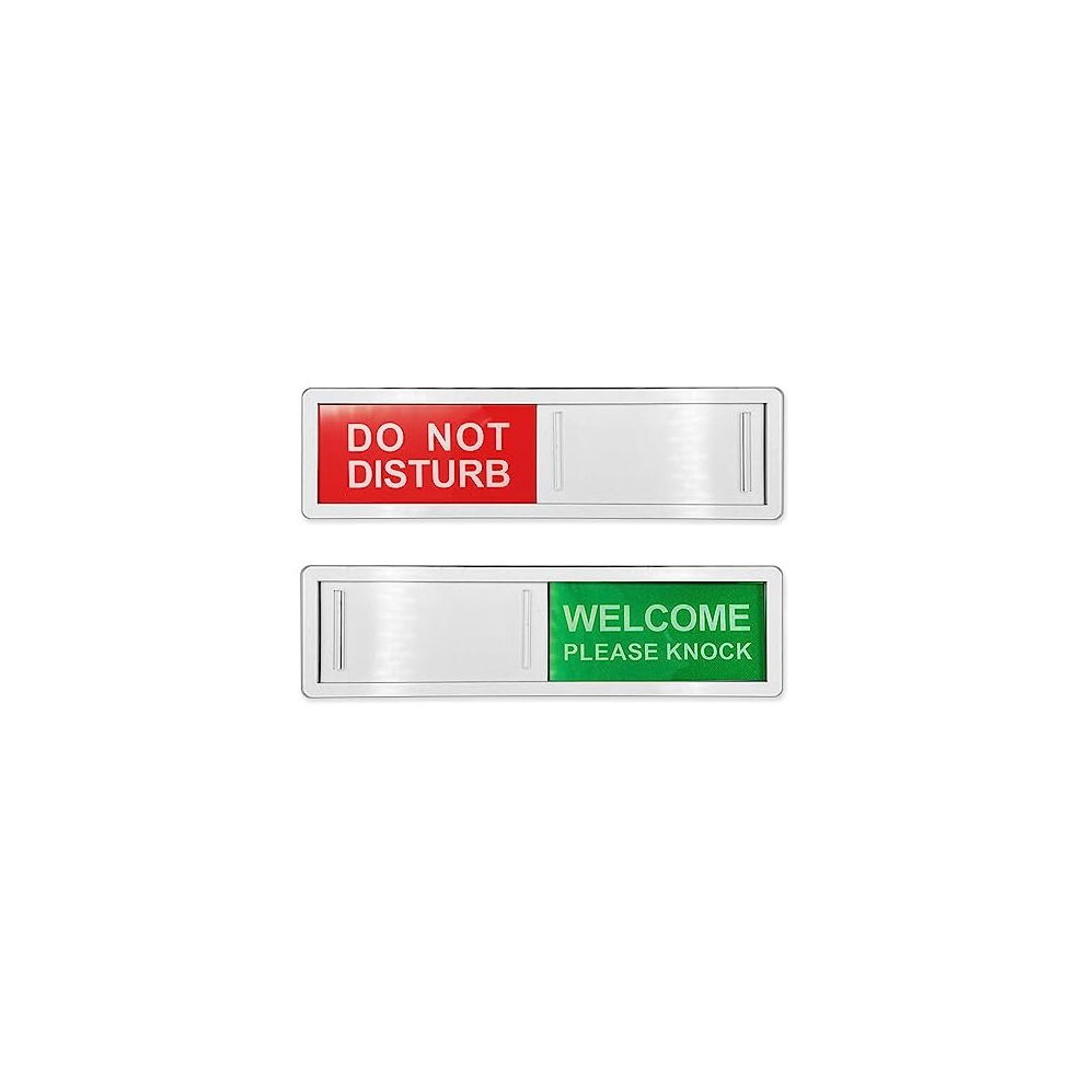 Licqic Privacy Sign, Do Not Disturb/Welcome Please Knock - Sliding Door Sign For Home Office Restroom Conference, Silver