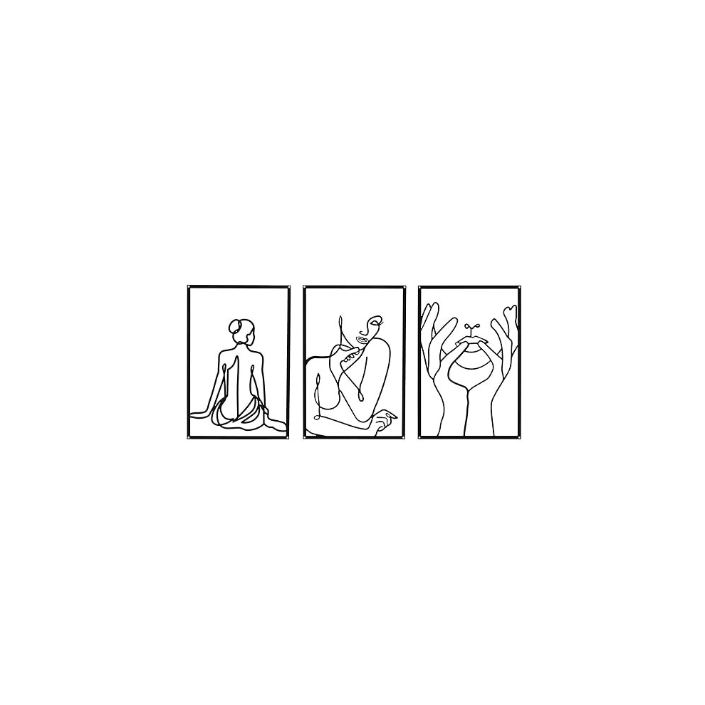 Metal Wall Art Decor, 3 Pcs Modern Minimalist Wall Decor Abstract Line Art Wall Decor Line Drawing Metal Wall Art Bedroom Decor Wall Sculptures for