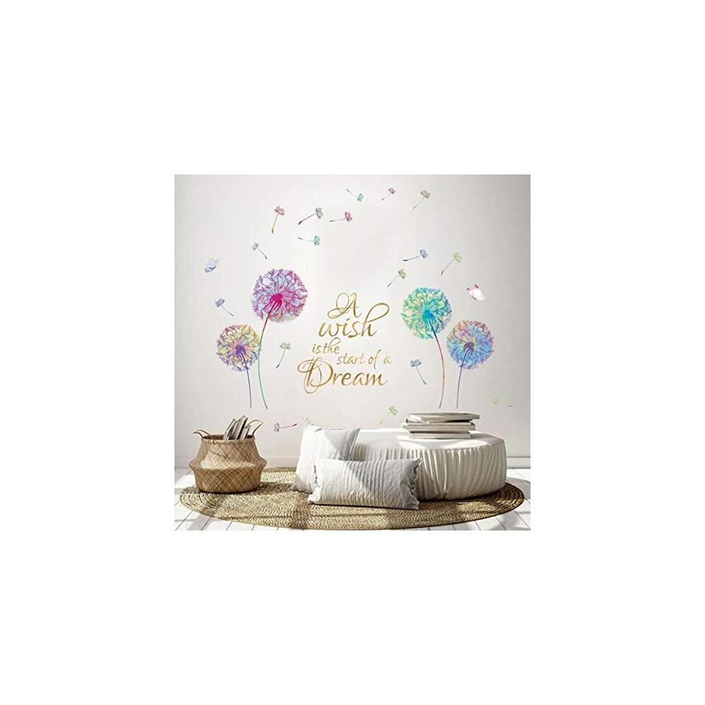 Horsemen Runtoo Colorful Dandelion Wall Decal Inspirational Quotes Gold Wall Art Stickers Living Room Bedroom Baby Nursery Wall Décor