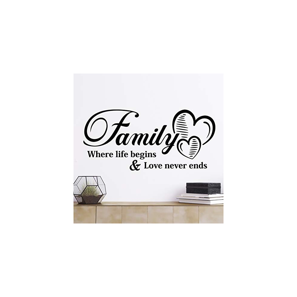 "Family Where Life Begins Love Never Ends" Wall Quote Sticker Motivational Living Room Decal Art Kitchen Stickers Bedroom Decor Quotes Tree Decoration