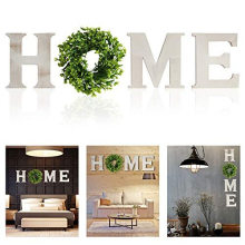 Home Sign Ornament, Home Accessories - Large Wooden Letters with Wreath for Wall, Rustic Home Wall Decor, Farmhouse Family Wall Sign, Hanging Signs