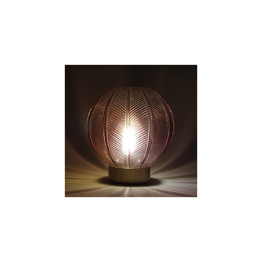 Lighting - Orb Medium Dark Red Battery Operated Lamp, Glass Table Lamp, Table Lamps for Living Room and Home Decor, Decorative Cordless Table Lamps