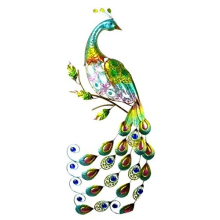 Christmas Concepts 81cm (32'') Colourful Metal Peacock With Jewel Tail Wall Art Sculpture - Indoor/Outdoor Garden Decoration