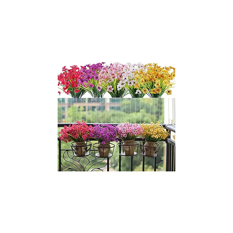 Artificial Flowers Outdoor 12 Bundles Fake Violet Flowers Artificial Plants Outdoor Silk Flowers Faux Flowers for Garden Balcony Hanging Baskets Vase