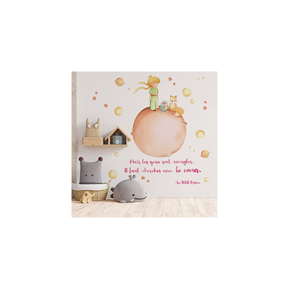 Runtoo Wall Sticker The Little Prince Wall Sticker Planet Sayings Quotes Wall Sticker Children's Room Baby Room Bedroom