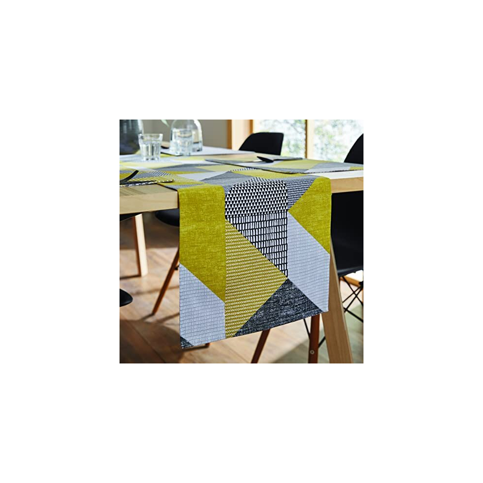 Catherine Lansfield Dining Larsson Geo Cotton 33X220 Cm Table Runner Ochre Yellow