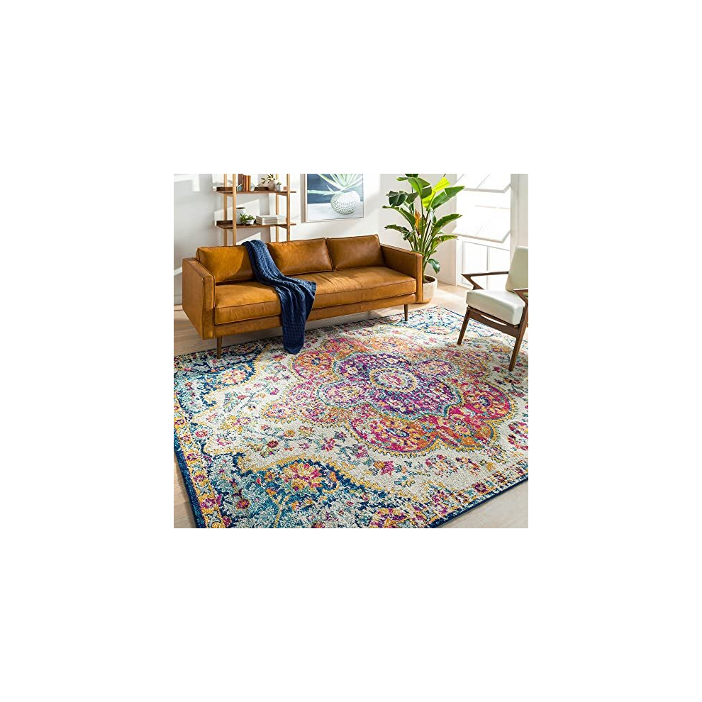 Rabat Vintage Rug - Area Rugs Living Room, Hallway Floor, Kitchen Carpet - Traditional Multicoloured Boho Rug, Easy Care Pile - Large Rug 120x170 cm