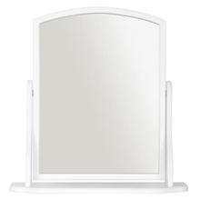 Arched Wood Dressing Table Mirror, White, 44x44cm, Wooden Free Standing Tabletop Vanity Mirror