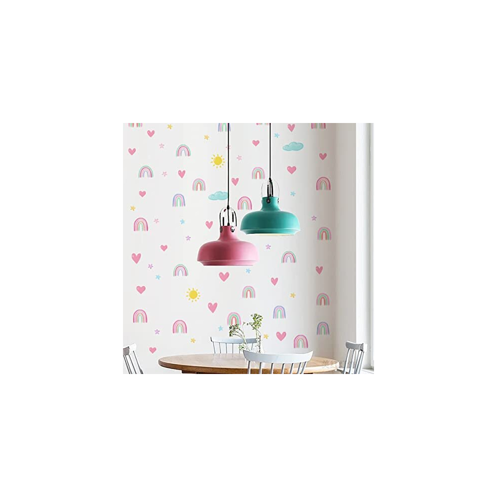 Rainbow Wall Decor Stickers 72 Pcs Small Rainbow Wall Decal Watercolor Rainbow Heart Sun Star Wall Stickers For Girls Boys Baby Bedroom Nursery Wall Jarmay