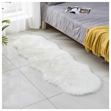 Fluffy Sheepskin White Rug 60 x 160 cm Faux Fur Area Rugs for Bedroom Decor Rugs Living Room Chair Sofa