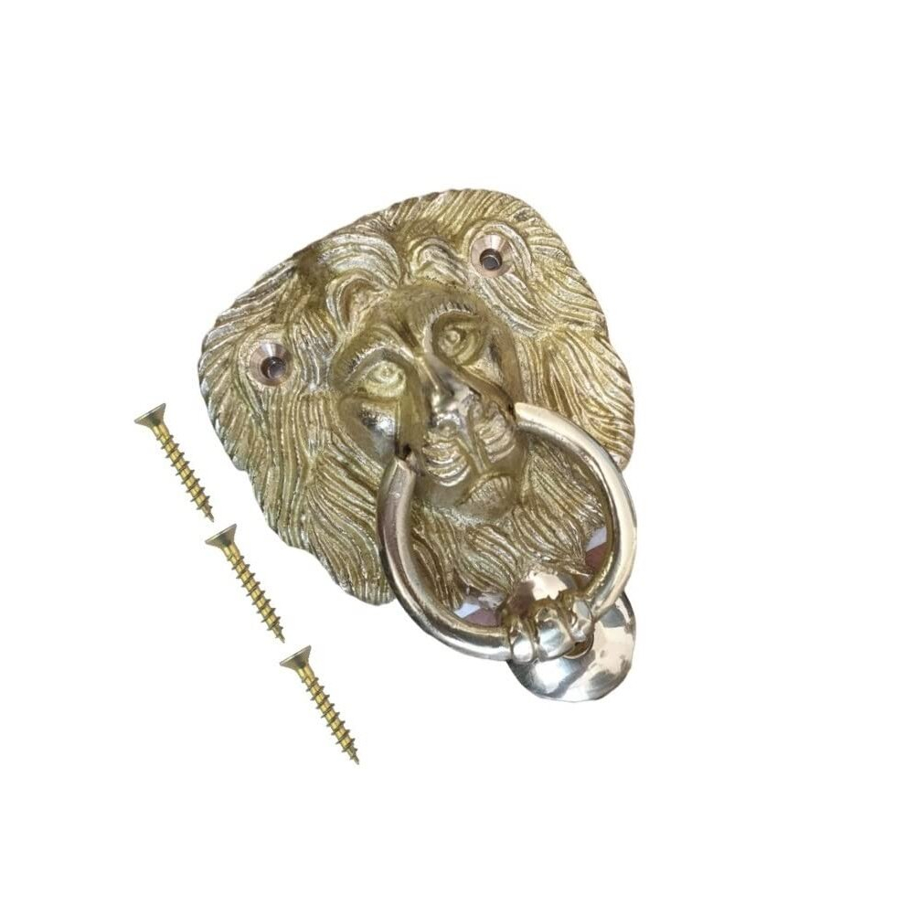 Terf 100Mm Traditional Lion Head Door Knocker 100Mm (4'') Door Knocker For Front Door Including Fixing Screw - Pack Of 1 5059655014493