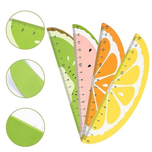 4 Piece Wood Ruler, Tool Ruler, Student Ruler, Creative Fruit Design ...
