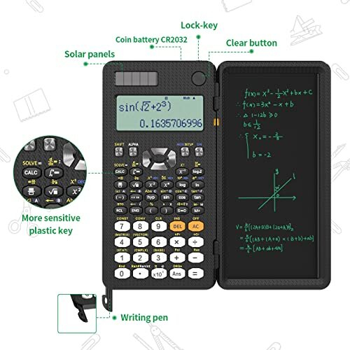 Engineering Scientific Calculator with Writing Tablet, 417 Function with Solar Battery, Professional Upgraded 991ES Plus Calculator Portable Notepad 1