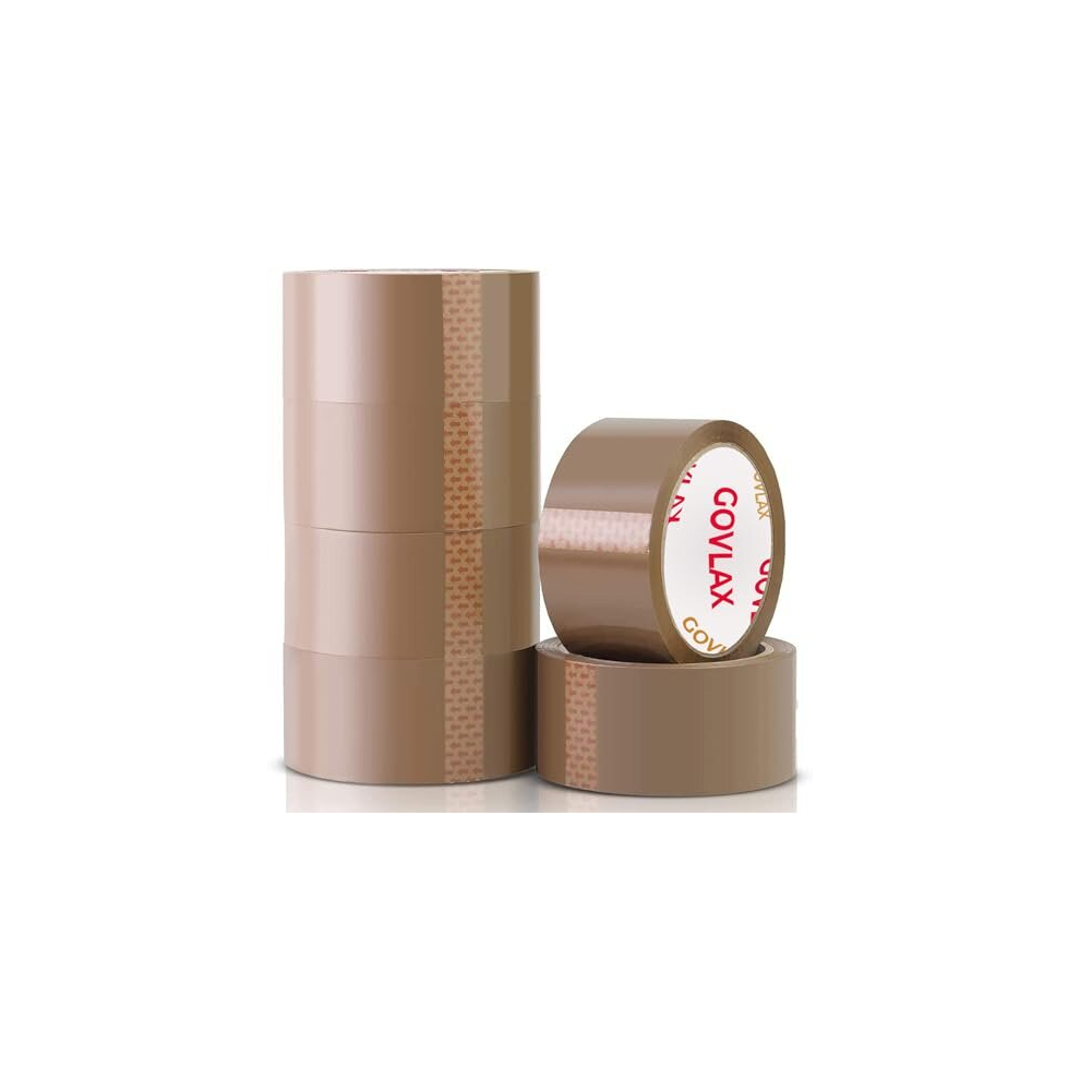 Premium Brown Low Noise Packing Tape - Heavy Duty & Strong Adhesive Ideal for Packing Boxes, Moving House & Packaging | 66M 48MM 6 Rolls Parcel Tape