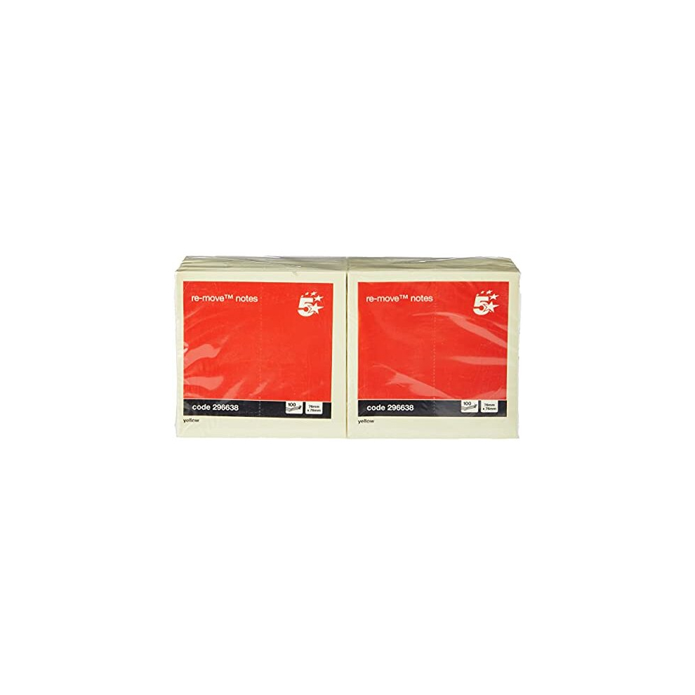 Office Re-Move Notes Repositionable Pad of 100 Sheets 76x76mm Yellow [Pack 12]