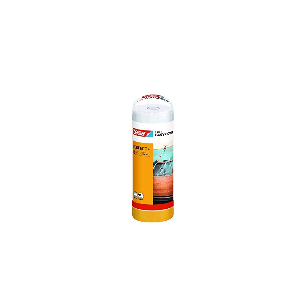Tesa Easy Cover Perfect+ Refill Xl - 2In1 Masking Film With Painter's Tape Made Of Washi Paper - For Masking And Covering During Painting Work - 17 M 4063565092251