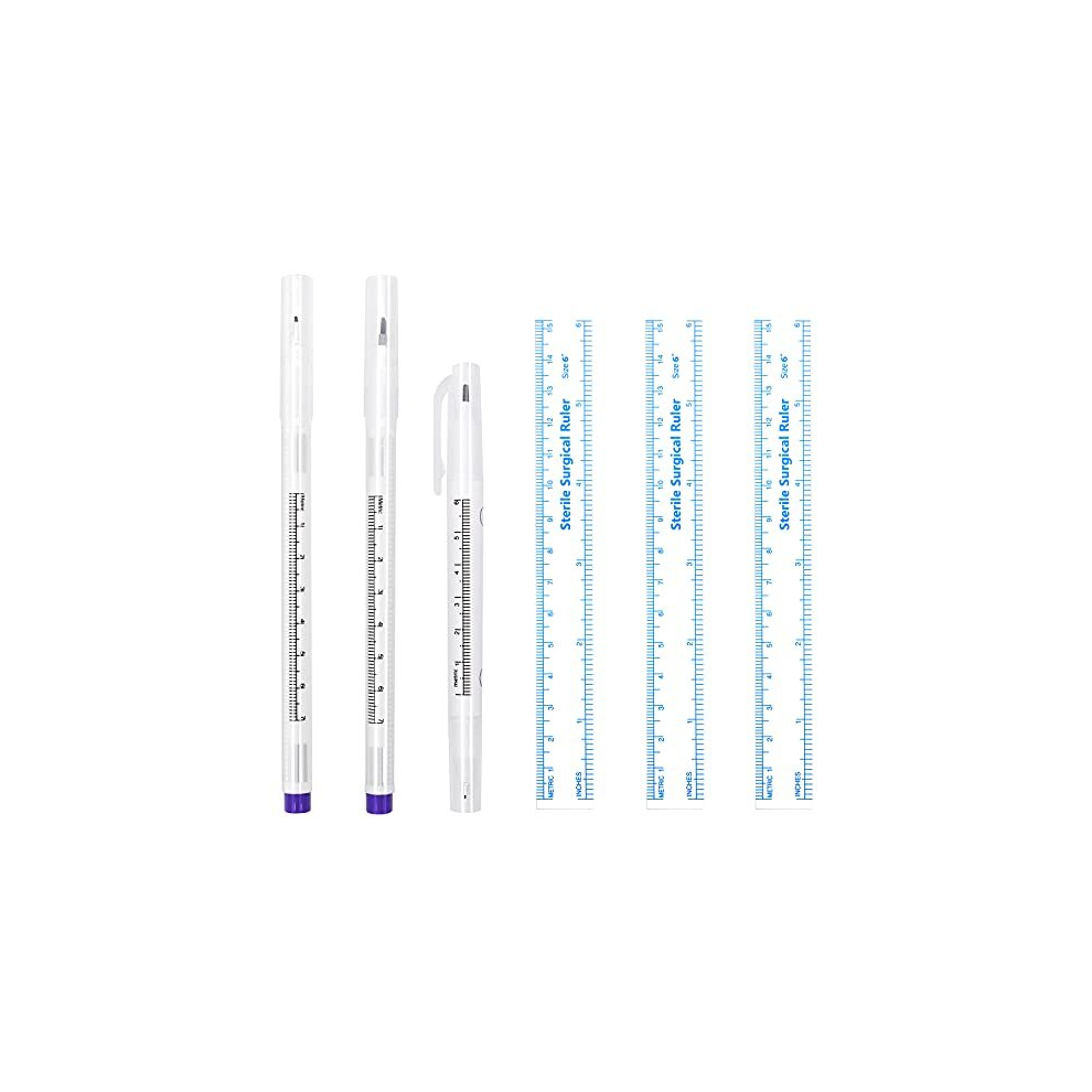 Zxuezheng 3Pcs Surgical Tip Markers Skin Marker Pen Tattoo Pen(0.5Mm,1Mm) With Paper Ruler (2 Single Head ,1 Double Head)