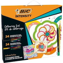Intensity Colouring Set with Felt Tip Pens, Colouring Pencils and Colouring Books - Be Peaceful: Colour Your Soul Happy and Feel-Good Songs - Assorted