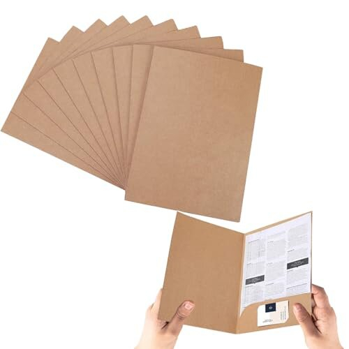 10Pcs A4 Project Folder Document Files Kraft Paper File Folder Square Cut Folders Office Insert Presentation Holder Storage Pouch Paperwork Organizer