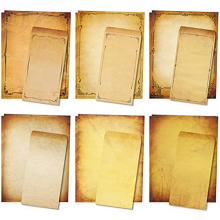 Realistic Vintage Stationery Paper 48 Pieces and Self-Sealing Envelopes 24 Pc - 120gsm Heavy Weight Writing Stationary 8.5" x 11", 6 Antique Parchment